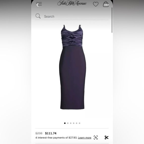 LIKELY - NWOT Steph Ruched Satin & Crepe Midi-Dress in Navy - Picture 2 of 10